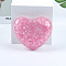 Resin Heart Display Decoration, with Sequins & Natural Rose Quartz Chips inside Statues for Home Office Decorations, 93x80x30mm