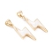 Brass Enamel Pendants, Long-Lasting Plated, Lightning, White, Real 18K Gold Plated, 27.5x11x2.5mm, Hole: 3x4mm