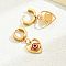 201 Stainless Steel Evil Eye Hoop Earrings, Real 18K Gold Plated, 34x15mm