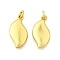 Brass Charms, Rack Plating, Lasting Plated, Cadmium Free & Lead Free, Real 18K Gold Plated, with Jump Ring, Leaf, 14.5x7.5x2.5mm, Hole: 2mm
