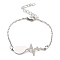 Non-Tarnish Stainless Steel Cable Chain Link Bracelets for Women Men, Stainless Steel Color, Heart, 6-1/2 inch(16.5cm), heart: 36.5x14mm