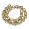 Electroplated Non-magnetic Synthetic Hematite Beads Strands, Frosted, Oval, Golden Plated, 16x12x4mm, Hole: 1mm, about 25pcs/strand, 15.74 inch(40cm)
