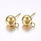 304 Stainless Steel Ball Stud Earring Findings, with Loop, Round, Golden, 20x8mm, Hole: 2mm