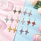 7 Pairs 304 Stainless Steel Glass Seeds Cross Dangle Earrings, Golden, Mixed Color, 53x26mm