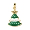Christmas Brass Enamel Pendants, Golden, Christmas Tree, 23x16x2mm, Hole: 5x3mm