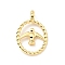 Brass Pendants, Cadmium Free & Lead Free, Oval with Bird, Real 18K Gold Plated, 21.5x14x2mm, Hole: 2x3mm