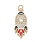 Brass Micro Clear Cubic Zirconia Pendants, with Enamel, Long-Lasting Plated, Rocket Shape, Black & Red, Real 18K Gold Plated, 20x8x2mm, Hole: 3mm