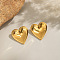 Stainless Steel Heart Stud Earrings, Real 18K Gold Plated, 32.50x32.70mm