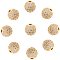 Rack Plating Brass Cubic Zirconia Beads, Long-Lasting Plated, Round, Clear, Golden, 8x7mm, Hole: 2mm, 10pcs/box