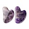 Natural Amethyst Gua Sha Boards, Scraping Massage Tools, Gua Sha Facial Tools, Heart, 79~80x54~57x5~8mm