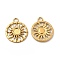 Ion Plating(IP) 304 Stainless Steel Pendant Cabochon Settings, Flat Round with Sun, Real 18K Gold Plated, Tray: 3mm, 15x12.5x1mm, Hole: 1.6mm