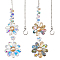 2Pcs 2 Colors Glass Beaded Flower Hanging Suncatchers, Rainbow Maker, for Garden Outdoor Decorations, Mixed Color, 310x52mm, 1pc/color