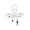 925 Sterling Silver Pave Clear Cubic Zirconia Bowknot Charms, with Jump Rings and 925 Stamp, Silver, 11x12x3mm, Hole: 3.5mm