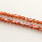 Electroplate Glass Bead Strands, Rainbow Plated, Faceted Bicone, Orange Red, 4x4.5mm, Hole: 1mm, about 80~85pcs/strand, 30~32cm