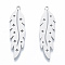 Non-Tarnish 201 Stainless Steel Pendants, Leaf Charm with Star, Stainless Steel Color, 38x10x1mm, Hole: 1.5mm