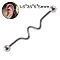 304 Stainless Steel Long Barbell Cartilage Earrings, Stainless Steel Color, Wave Shape, 35x5mm, Pin: 1.2mm