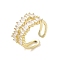 Brass Micro Pave Cubic Zirconia Open Cuff Rings, Golden, Inner Diameter: 17mm