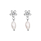 304 Stainless Steel Flower Earrings with Natural Pearls for Women