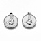 Non-Tarnish 304 Stainless Steel Pendants, Flat Round with Swing Pattern, Stainless Steel Color, 16.5x14x2mm, Hole: 1.2mm