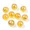 Transparent Acrylic Beads, AB Colors Plated, Round, Gold, 8mm, Hole: 2mm, about 2100pcs/500g