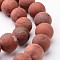 Frosted Round Natural Red Jasper Bead Strands, 10mm, hole: 1mm, about 38~39pcs/strand, 15 inch