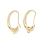 Oval Brass Earring Hooks, Nickel Free, with Loop, Real 18K Gold Plated, 27x5mm, Hole: 1.6mm, Pin: 0.9mm