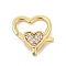 Brass Micro Pave Clear Cubic Zirconia Lobster Claw Clasps, Rack Plating, Long-Lasting Plated, Cadmium Free & Lead Free, Heart, Real 18K Gold Plated, 15.5x13.5x4.5mm, Hole: 1.5mm