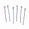 Ion Plating(IP) 304 Stainless Steel Eye Pins, Rainbow Color, 35x0.6mm, Hole: 2mm