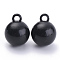 Opaque Acrylic Pendants, Round, Black, 13x10mm, Hole: 2.5mm, about 863pcs/500g