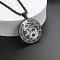 201 Stainless Steel Pendant Necklaces with Alloy Box Chain, Black, Flat Round Constellation Pattern, Capricorn, 23.62 inch(60cm)
