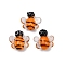 Handmade Lampwork Beads, Bees, Orange, 15.5~16.5x18.5~19x8mm, Hole: 1.4mm