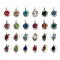 25Pcs 12 Colors 304 Stainless Steel Rhinestone Charm, Birthstone Charms, Faceted, Stainless Steel Color, Flat Round & Heart, Mixed Color, 8.2~9x6.5~7.2x3.2~4mm, Hole: 1~2mm
