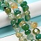 Natural Agate Beads Strands, Dyed & Heated, Nuggets, Tumbled Stone, Green, 6.5~13x10~13x1.5~11mm, Hole: 1.6mm, about 22pcs/strand, 7.20~7.72''(18.3~19.6cm)