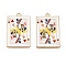 Rack Plating Alloy Enamel Pendants, Cadmium Free & Nickel Free & Lead Free, Light Gold, Playing Card Charm, Poker Queen, Colorful, 30.5x19.5x1.5mm, Hole: 1.8mm