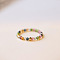 Natural Rainbow Tourmaline Round Beaded Finger Rings, Golden, US Size 7(17.3mm)