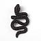 316 Surgical Stainless Steel Rhinestone Big Pendants, Snake, Jet, 57x30x6mm, Hole: 6x9mm