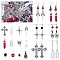 DIY Gothic Earring Making Kit, Including Bullet & Bat & Cross & Axe & Blade Glass & Alloy & Brass Charms & Link Connectors, Iron Earring Hooks & Stud Earring Findings, Glass & Acrylic Beads, Antique Silver & Platinum