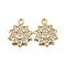 Brass Micro Pave Clear Cubic Zirconia Charms, Cadmium Free & Nickel Free & Lead Free, Flower with Smile Face, Real 18K Gold Plated, 13.5x11x2mm, Hole: 1.2mm