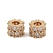 Brass Micro Pave Cubic Zirconia Beads, Column, Real 16K Gold Plated, 8.5x6mm, Hole: 3.8mm