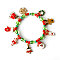 Christmas Alloy Enamel Charm Bracelets, Glass Beaded Bracelets for Women, with Rhinestone & Plastic, Mixed Shapes, 6-1/4 inch(16cm)
