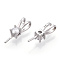 Rhodium Plated 925 Sterling Silver Micro Pave Cubic Zirconia Peg Bails, For Half Drilled Beads, Nickel Free, with S925 Stamp, Real Platinum Plated, 14x4x4mm, Hole: 2x3mm, Pin: 0.8mm
