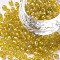 Glass Seed Beads, Trans. Colors Rainbow, Round, Yellow, 4mm, Hole: 1.5mm, about 1000pcs/100g