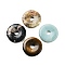 Natural Mixed Stone Pendants, Donut/Pi Disc Charms, 40x6.5mm, Hole: 9mm