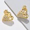 Valentine's Day Heart Brass Micro Pave Clear Cubic Zirconia Stud Earrings, Long-Lasting Plated, Real 18K Gold Plated, 12.5x12.5mm