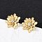 304 Stainless Steel Crystal Rhinestone Stud Earrings, Flower, Real 14K Gold Plated, 23x23.5mm