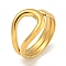 Ion Plating(IP) 304 Stainless Steel Open Cuff Ring for Women, Real 18K Gold Plated, Inner Diameter: 17mm