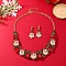 Christmas Santa Claus & Teardrop Alloy Rhinestone Pendant Necklace & Stud Dangle Earrings Sets, Golden, 420mm