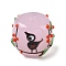 Handmade Lampwork Bumpy Beads, Column with Bird & Flower, Pearl Pink, 16~17.5x14mm, Hole: 3mm