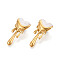 Heart 304 Stainless Steel Enamel Stud Earrings, Ion Plating(IP), Real 18K Gold Plated, White, 32x17mm