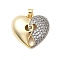 Brass Micro Pave Clear Cubic Zirconia Pendants, Heart, Real Gold Plated & Real Platinum Plated, 24x25x7mm, Hole: 4x4mm